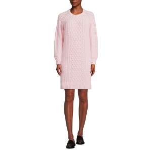 Lands' End Women's Cotton Blend Cable Crew Neck Sweater Dress - 1 of 3