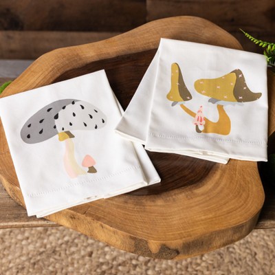 Transpac Cotton Hemstitched Mushrooms Hand Towel for Spring Home Decor Kitchen Textiles Cotton
