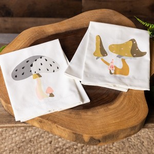 Transpac Cotton Hemstitched Mushrooms Hand Towel for Spring Home Decor Kitchen Textiles Cotton - 1 of 1