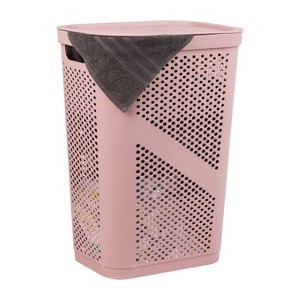 Mind Reader Perforated Plastic Hamper with Lid 60 Liter/16 Gallon, Lightweight Hamper - 1 of 4