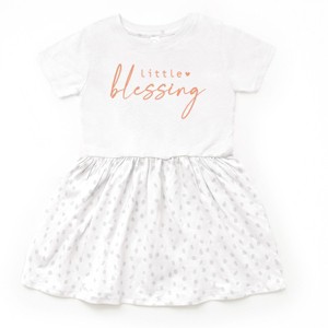 The Juniper Shop Little Blessing Heart Toddler Dress - 5/6T - White Spot - 1 of 4