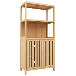 Bamboo Storage Cabinet, Coffee Bar Cabinet, Sideboard Buffet for Kitchen, Living Room, Entryway, Natural - 1 of 4