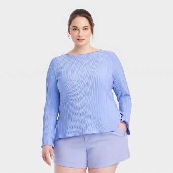 Women's Long Sleeve Plisse Top - A New Day™