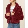 Allegra K Women's Cropped Notch Lapel Open Front Faux Fur Fluffy Coat - 2 of 4