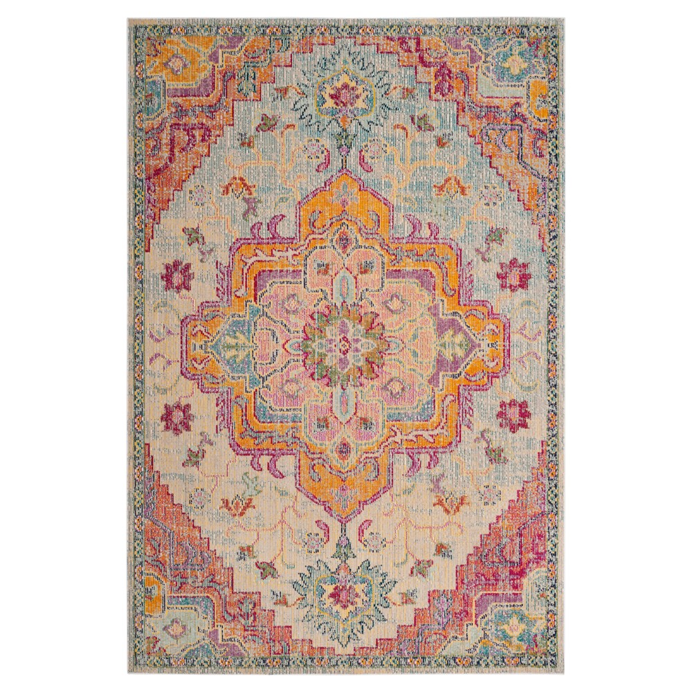 6'7inx9'2in Mavis Floral Loomed Area Rug Light Blue/Fuchsia - Safavieh