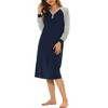 cheibear Women's Long Sleeves Button Up Pajama Dress with Side Pockets - 2 of 4