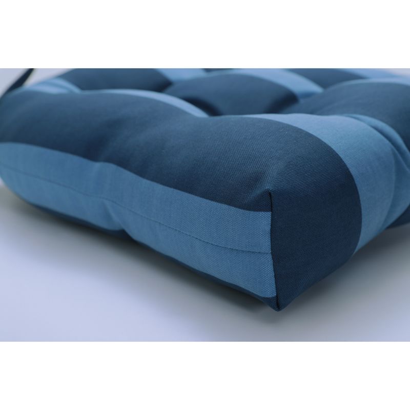 Set of 2 Outdoor/Indoor Deluxe Tufted Chair Pads Blue - Pillow Perfect, 3 of 7