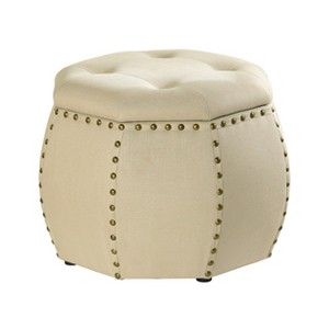 Roxie Rose Tufted Storage Stool Cream - StyleCraft, Ivory