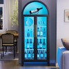 Fredees Display Curio Cabinet with Glass Doors, Arched 5-Tier Bookcase with 3-Color Lights & Human Sensor for Collectibles - 3 of 4