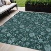 Teal Blue And Aqua Floral Washable Indoor Outdoor Area Rug - 2 of 4
