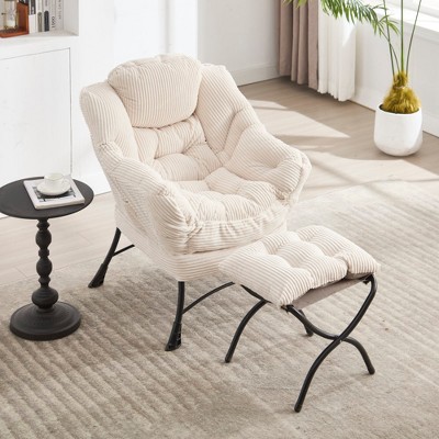 Lycvki Upholstered Lounge Accent Chair with Footrest