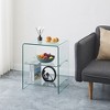Spassway Tempered Glass End Table Clear Side Tables with Waterfall Edges Modern Transparent Glass Sofa Coffee Table for Living Room Bedroom Office - 4 of 4
