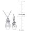 EVERLY JEWELRY |Sterling Silver 9-9.5 MM Cultured Freshwater Pearl and 1/10 CT TW Diamond Twist Leverback Earrings and Pendant with Chain - 2 of 4