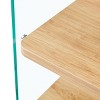 GlasFlength Coffee Tables Modern Three Tier Bedside Cabinet Glass Sided Storage Solution For Bedroom Living Room, Beige, 14"*14"*23.6" - 3 of 4