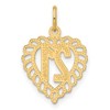 Black Bow Jewelry 14k Yellow Gold Number 21 Heart Charm or Pendant, 15mm - 3 of 4