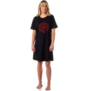 Dungeons & Dragons Women's Nat 20 Dice Nightgown Sleep Pajama Dress Black - 1 of 4