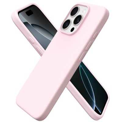 BONGEEK Compatible with iPhone 16 Pro Case, Slim Liquid Silicone 3 Layers Soft Gel Rubber Shockproof Protective Case-Chalk Pink