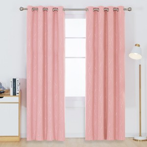 Deconovo Gold Wave Line and Dots Curtain Panel Pair(2 Panel) - 1 of 4