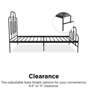 Olivia Twin Black and Gold Metal Bed Frame with Headboard