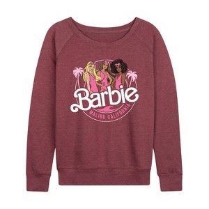 Women's - Barbie - Malibu California Lightweight French Terry Wide Neck Long Sleeve Shirt - 1 of 4