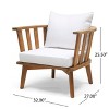 Christopher Knight Home 5 Piece Outdoor Patio Fire Pit Conversation Set with 32" Gas Fire Pit Table and Acacia Wood Club Chairs - 4 of 4