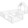 Bellemave Twin Size House Floor Bed, Double Twin Floor Bed with Door and Full-length Guardrails, Multi-function Design, White - 3 of 4
