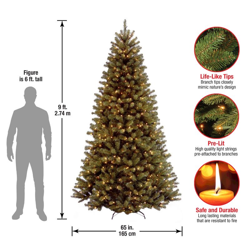 National Tree Company 9 ft Pre-Lit Artificial Full Christmas Tree, Green, North Valley Spruce, White Lights, Includes Stand, 6 of 8