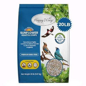 Happy Wings NO GROW Sunflower Hearts and Chips - 20lbs Bag - 1 of 4