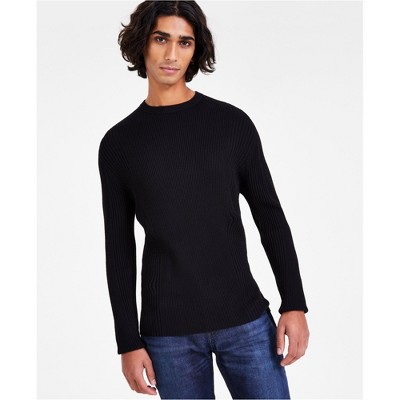 I.N.C International Concepts Mens Solid Crewneck Knit Sweater, Black, Large