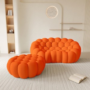 WJSHome Loveseat Bubble Sofa with Ottoman, Curved Couch, Comfy Upholstered Sofa, Mesh Fabric 3D Honeycomb Shape Modern Couch - 1 of 4