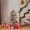3FT Small Pre-Lit Artificial Christmas Tree with 78 LED Lights, Snow Flocked Xmas Tree with Red Berries, Pine Cones, Timer/Battery-Operated Base - 4 of 4