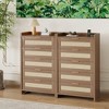 Rattan 5 Drawers Dresser, 46 Inch Tall Boho Dresser with Golden Metal Handles, Chest of Drawers, Clothes Storage Cabinet - 2 of 4