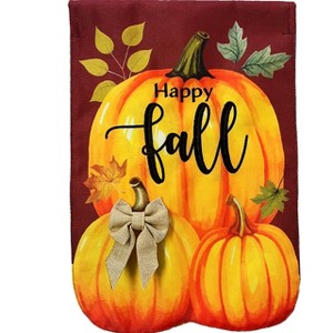 Briarwood Lane Burlap Garden Flag 12x18 For Outdoor Happy Fall Pumpkin Trio For Fall Garden Flag Flags For Outside - 1 of 4