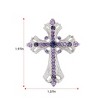 Anna-Kaci Silvery Tone Religious Cross Brooch Sparkling Aquamarine Blue or Victorian Clear Crystal Rhinestones - 2 of 4