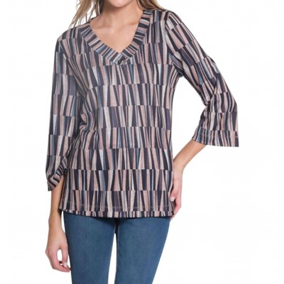 Women's Three Quarter Sleeve 2-button V-neck Band Top - Multiples