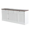 Sapphtopaz Modern TV Stand for TVs Up to 65" with Glass Doors & 3 Storage Drawers Two-Tone TV Console with Adjustable Shelves for Living Room - 4 of 4