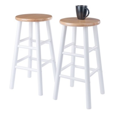 Winsome Huxton Natural & White Solid Wood Counter Stools, Set of 2