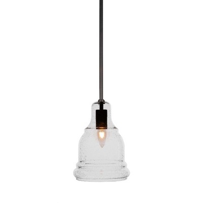 Toltec Lighting Palisade 1 - Light Pendant in  Matte Black with 7.25" Clear Bubble Shade