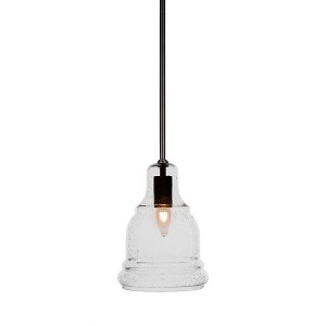 Toltec Lighting Palisade 1 - Light Pendant in  Matte Black with 7.25" Clear Bubble Shade - 1 of 1