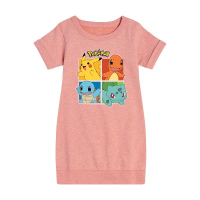 - Pokémon - Pokémon Squares Graphic Short Sleeve Fleece Dress