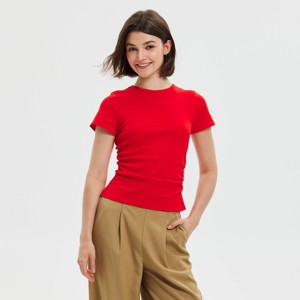 Women's Short Sleeve Ruched Knit Top - A New Day™ Red XS : Target