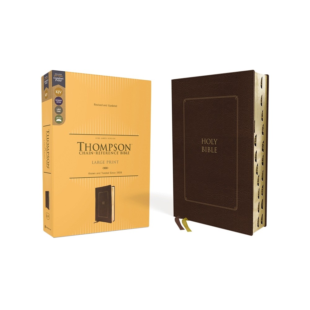 Kjv, Thompson Chain-Reference Bible, Large Print, Leathersoft, Brown, Red Letter, Thumb Indexed, Comfort Print - by Zondervan (Leather Bound)