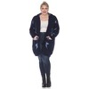 Plus Hooded Open Front High Pile Fleece Coat - White Mark - 2 of 4