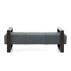 Indoor Long Shaped Ottoman,Linen Fabric Upholstered Bench,Front Door Shoe Storage Bench Entryway Bench With Wooden Legs-Cuddlewood - 3 of 4