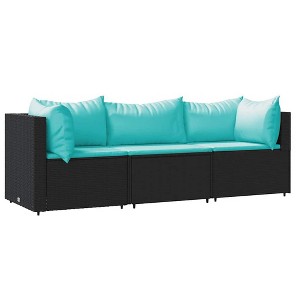 vidaXL Patio Lounge Set Black, Water blue - 1 of 4
