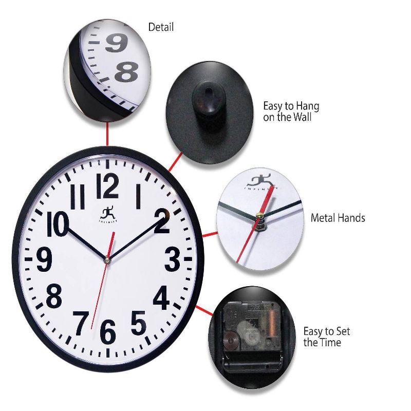 13&#34; Pure Wall Clock Black - Infinity Instruments, 4 of 8