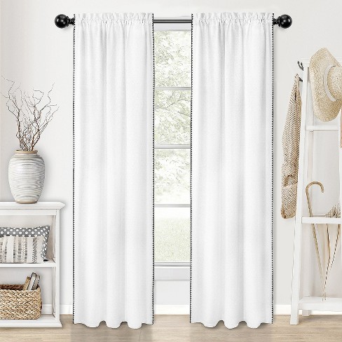 Kate Aurora 2 Piece Hamptons Coastal Living Textured Semi Sheer Rod Pocket  Curtain Panels - 63 In. Long - White : Target