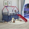 Twin Size Loft Bed with Slide, Curtain Set, and Pennant Banner Flag - 2 of 4