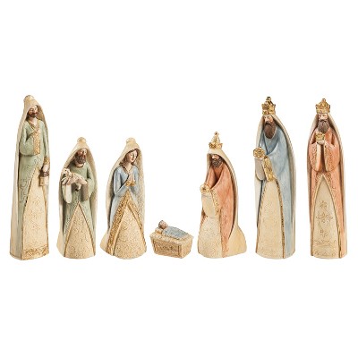 Evergreen Gilded Nativity Scene, Set of 7