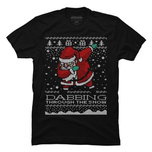 Men's Design By Humans Dabbing Through The Snow Santa Shirt Ugly Christmas Sweater By vomaria T-Shirt - 1 of 4